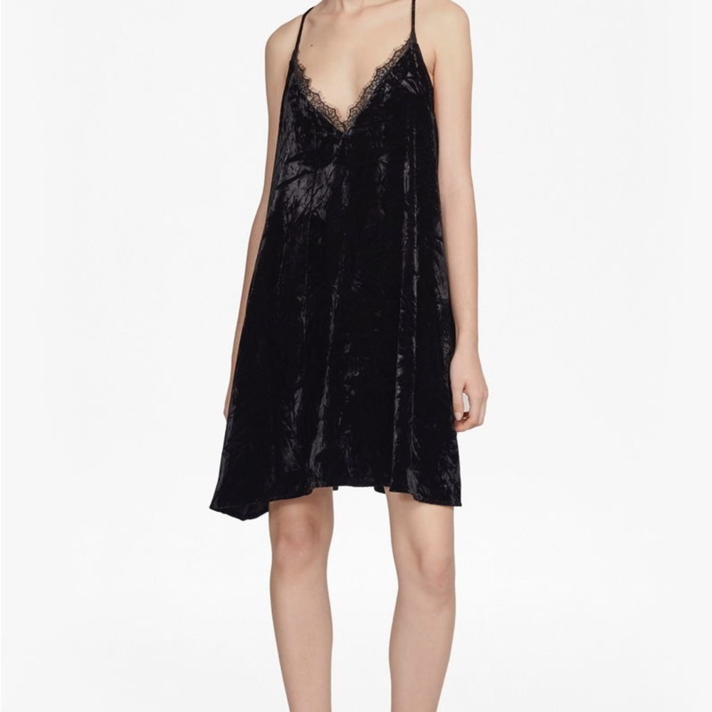 French Connection Womens Lorraone Velvet A-line Dress, Black, 12